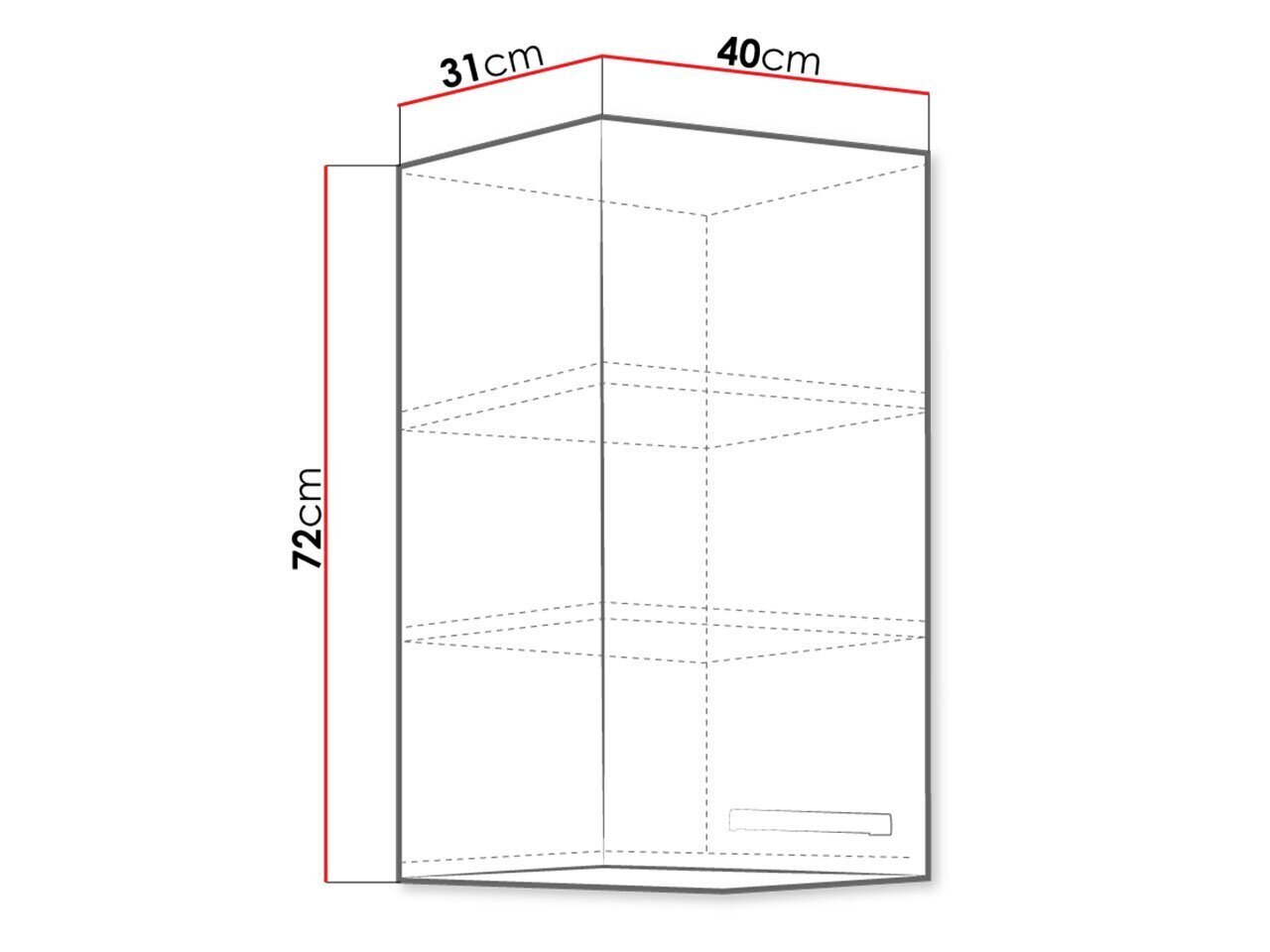 Köögikapp (ülemine) wąska GREY 40 G-72 F MULTILINE цена и информация | Köögikapid | kaup24.ee