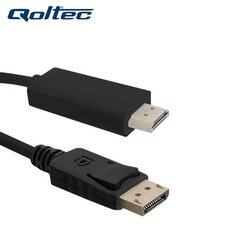 Qoltec 50440 HDMI Male 19M на DisplayPort v1.1 Male 1080p Кабель 1m Черный цена и информация | Кабели и провода | kaup24.ee