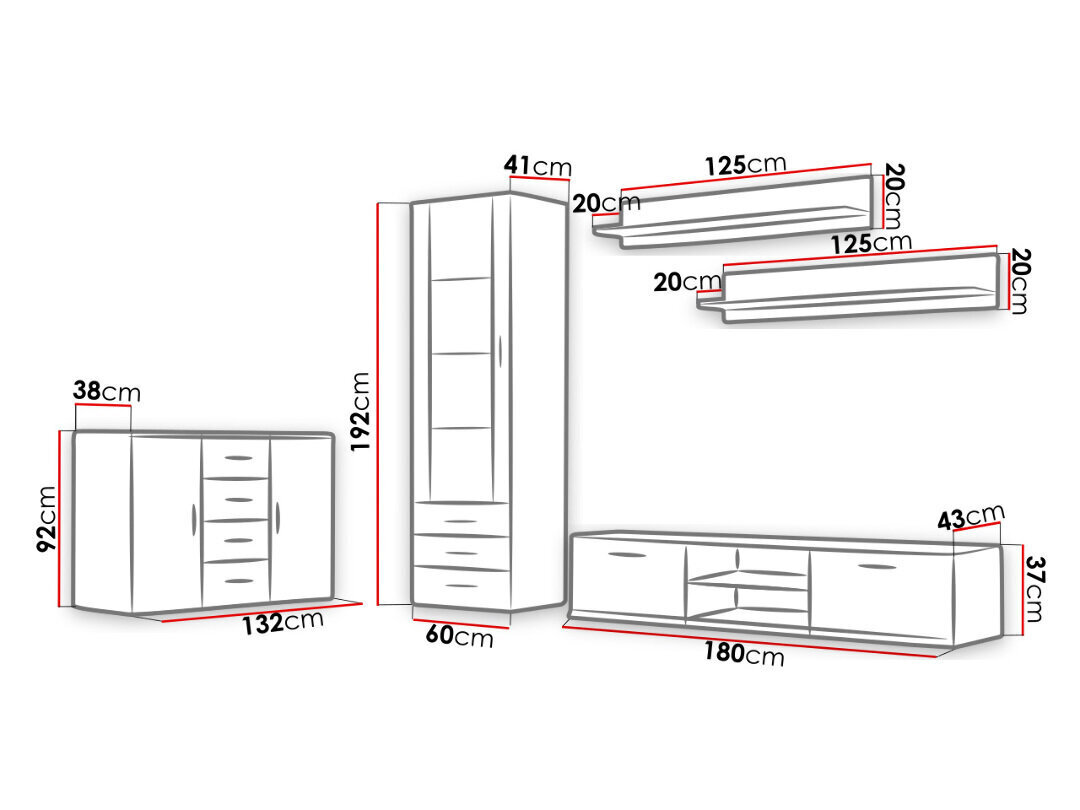 Sektsioon Soho II + RGB valgustus цена и информация | Sektsioonid | kaup24.ee