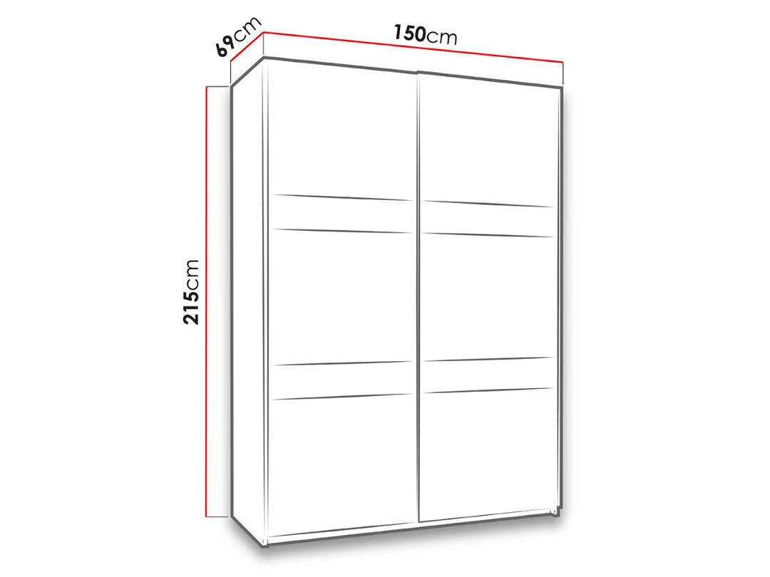 Riidekapp Denver 150 cm hind ja info | Kapid | kaup24.ee