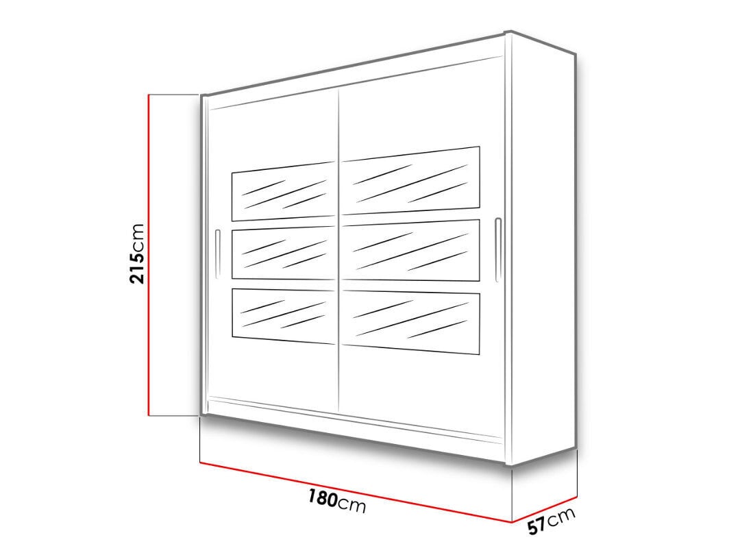 Lükandustega riidekapp Bega III 180 cm + LED цена и информация | Kapid | kaup24.ee