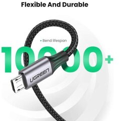 Ugreen US290 mikro -USB -kaabel, QC 3.0 2.4A, 1 m, must цена и информация | Кабели и провода | kaup24.ee