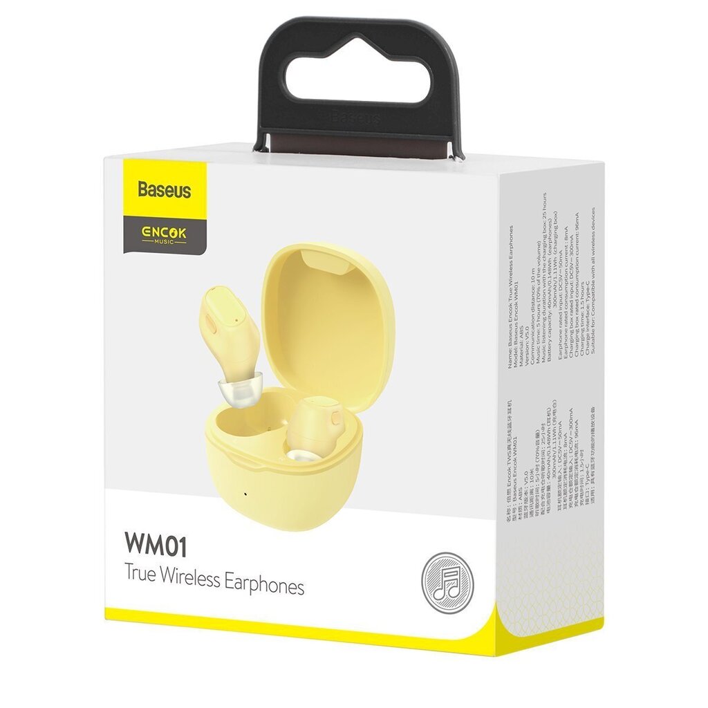 Baseus Encok WM01 Bluetooth 5.0 Yellow hind ja info | Kõrvaklapid | kaup24.ee