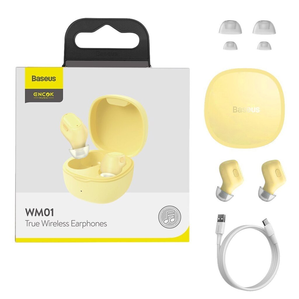 Baseus Encok WM01 Bluetooth 5.0 Yellow hind ja info | Kõrvaklapid | kaup24.ee