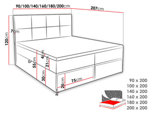 Kontinentaalvoodi GARDA LUX 180x200 cm hind ja info | Voodid | kaup24.ee