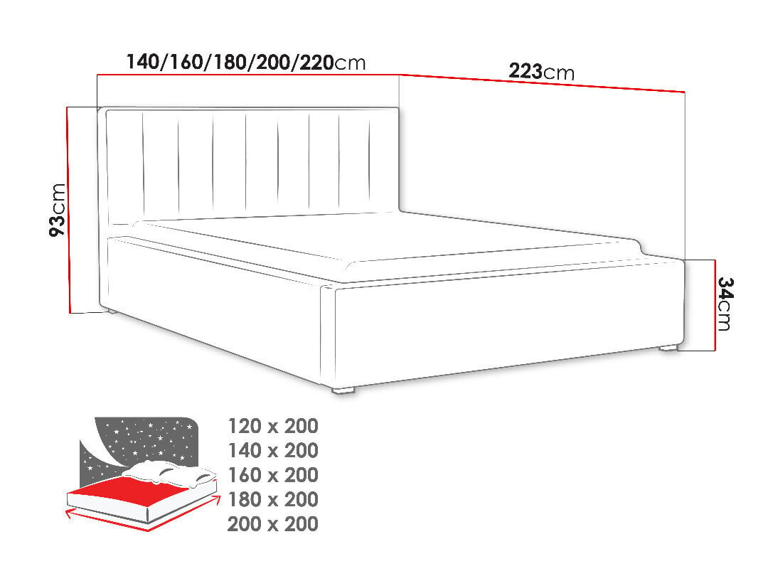 Voodi IDEAL 200x200 cm hind ja info | Voodid | kaup24.ee