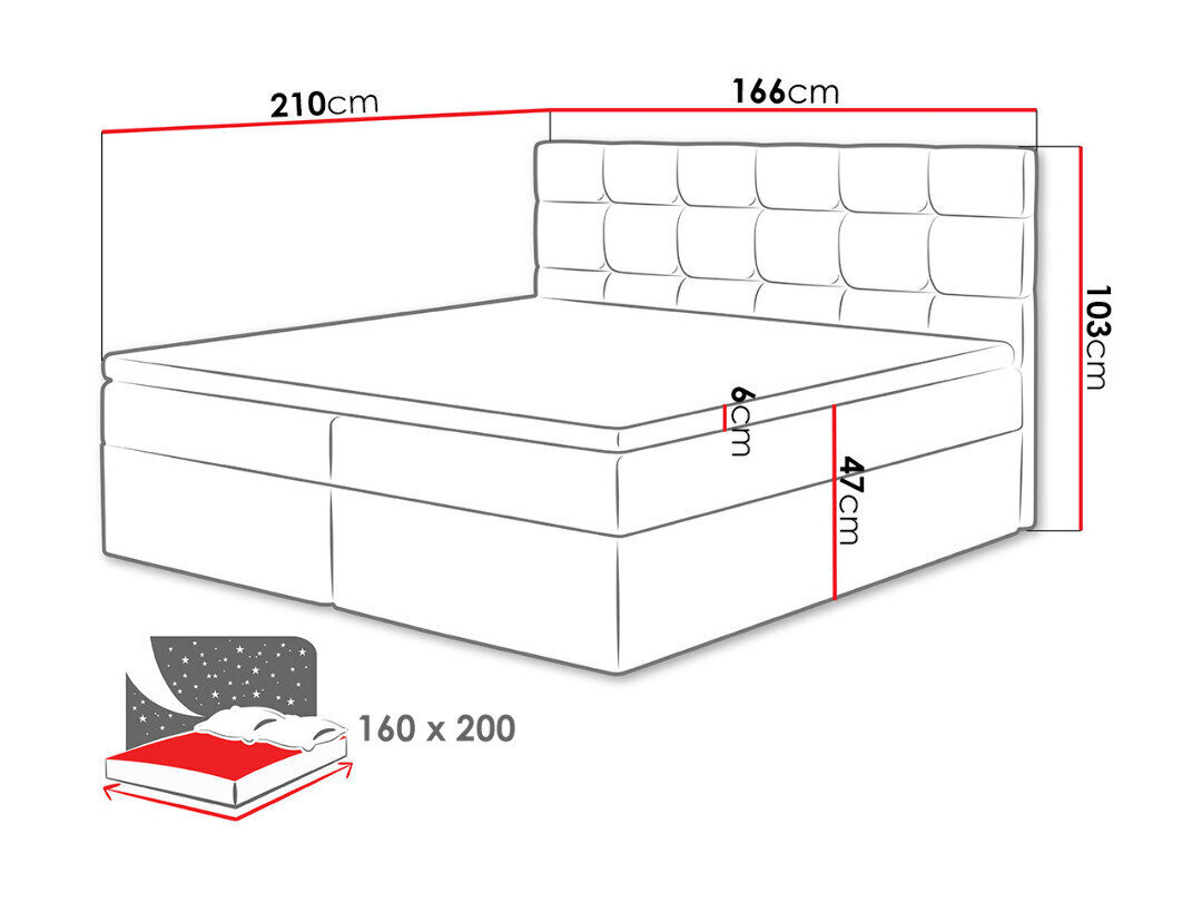 Kontinentaalvoodi Luanda 160x200 cm hind ja info | Voodid | kaup24.ee