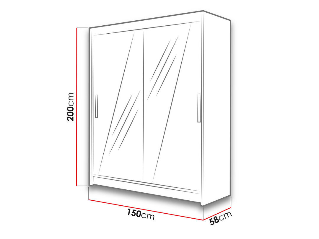 Riidekapp Westa / Presto XIV + LED hind ja info | Kapid | kaup24.ee