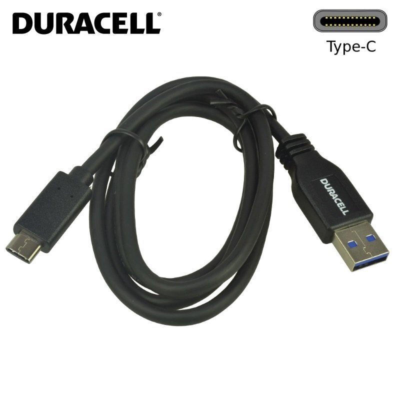 Duracell Universal USB 3.0 Type-A to Type-C Data & Charger Cable 1m Black цена и информация | Mobiiltelefonide kaablid | kaup24.ee