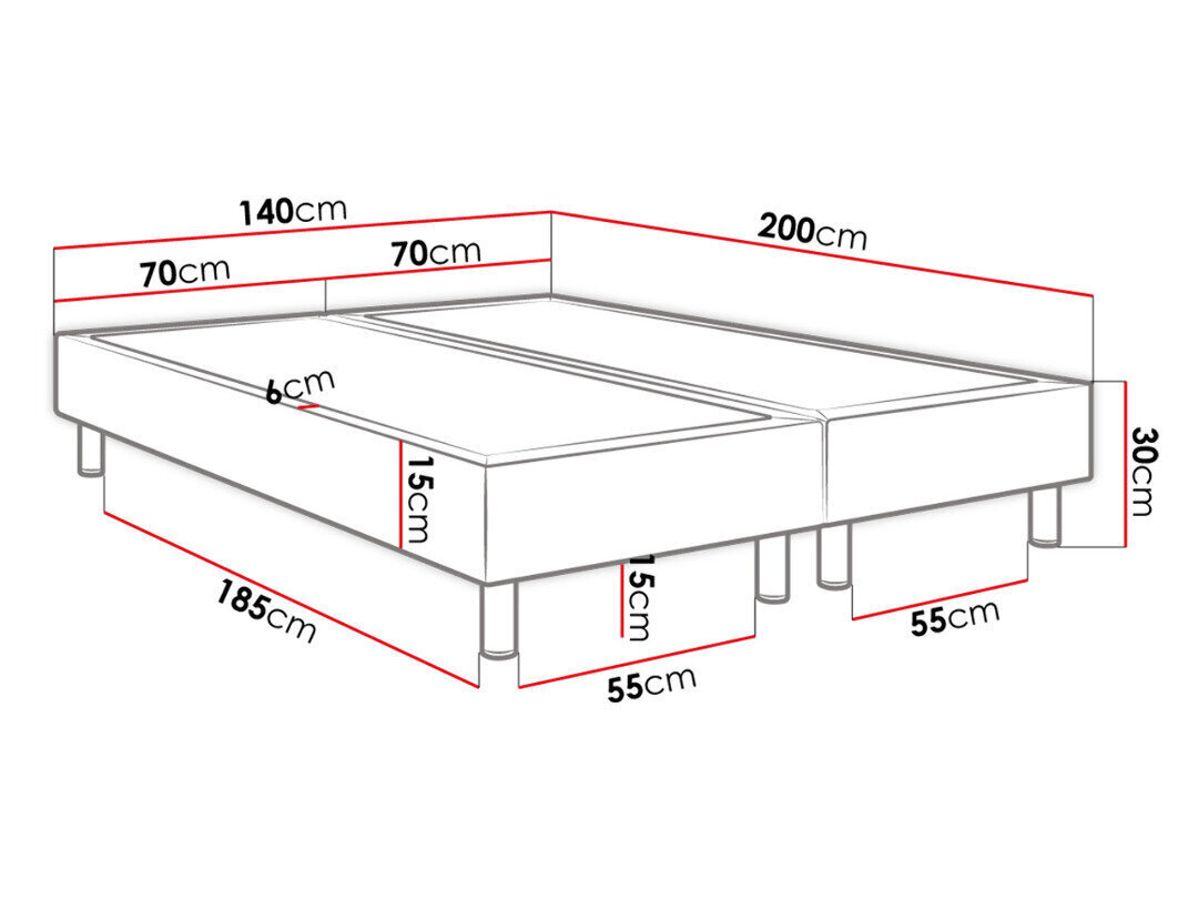 Kontinentaalvoodi Lux 140x200cm + madrats hind ja info | Voodid | kaup24.ee