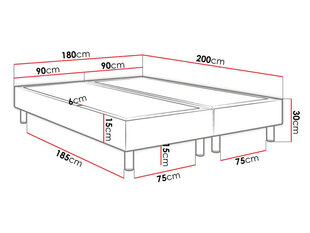 Континентальная кровать Lux 180x200см + матрас цена и информация | Кровати | kaup24.ee