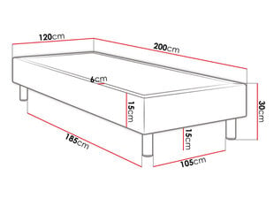 Континентальная кровать Lux 120х200см + матрас цена и информация | Кровати | kaup24.ee
