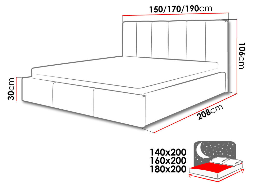 Voodi Nick 140x200 cm hind ja info | Voodid | kaup24.ee