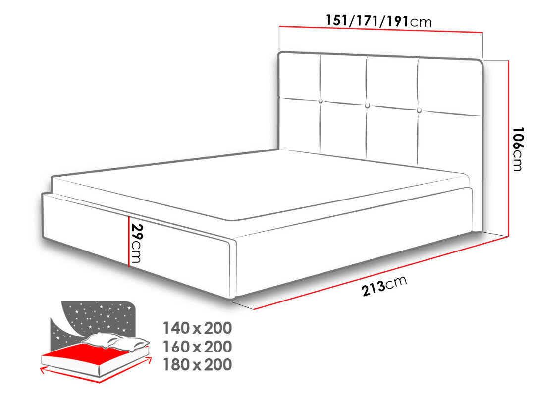 Voodi Allatessa Duo 180x200 cm hind ja info | Voodid | kaup24.ee