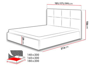 Кровать Allatessa Duo 140x200 см цена и информация | Кровати | kaup24.ee