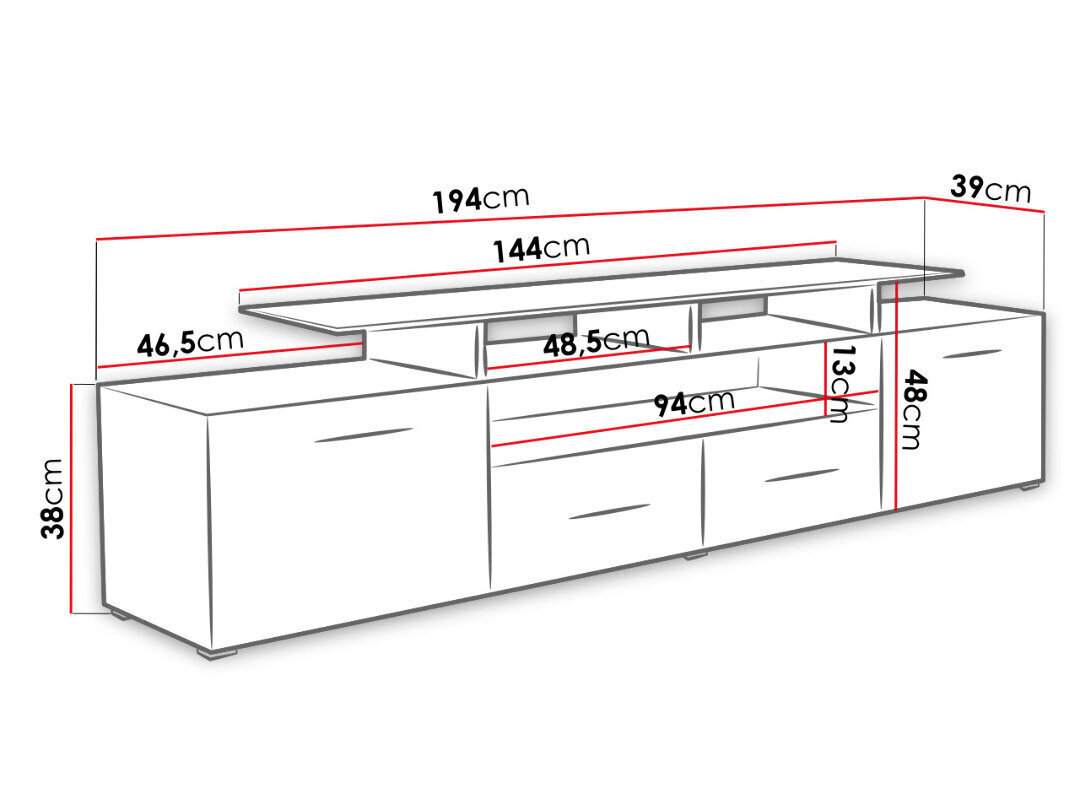 TV-alus Evora + LED hind ja info | TV alused | kaup24.ee