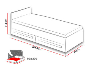 Кровать Guliver, 90x200 см  цена и информация | Кровати | kaup24.ee