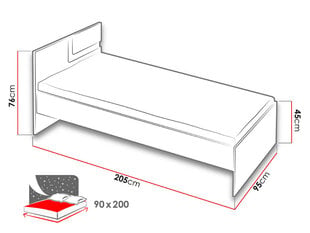 Кровать Apetito, 90x200 см цена и информация | Кровати | kaup24.ee