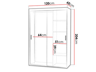 Lükandustega riidekapp REJAT 120cm цена и информация | Шкафы | kaup24.ee