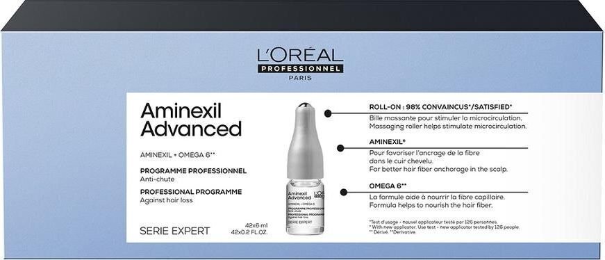 Ampullid juuste väljalangemise vastu L’Oreal Professionnel Serie Expert Aminexil Advanced 42x6 ml hind ja info | Maskid, õlid, seerumid | kaup24.ee