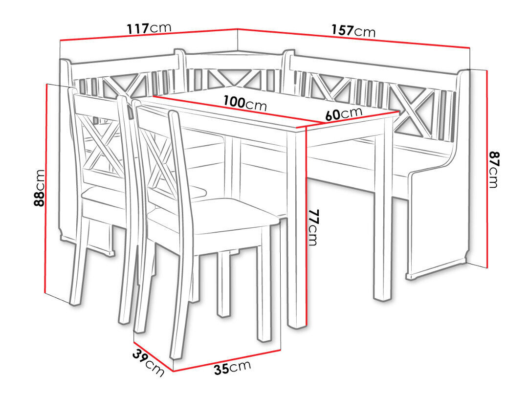 Kööginurk X1 hind ja info | Söögilauakomplektid | kaup24.ee