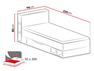 Кровать, 90х200 см, Моби Систем 18 цена и информация | Кровати | kaup24.ee