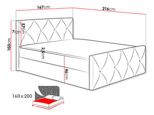 Континентальная кровать Crystal Lux 160x200см цена и информация | Кровати | kaup24.ee