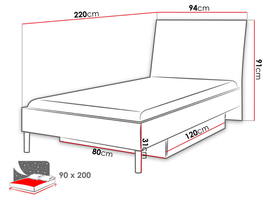 Voodi Raj 90x200cm цена и информация | Voodid | kaup24.ee