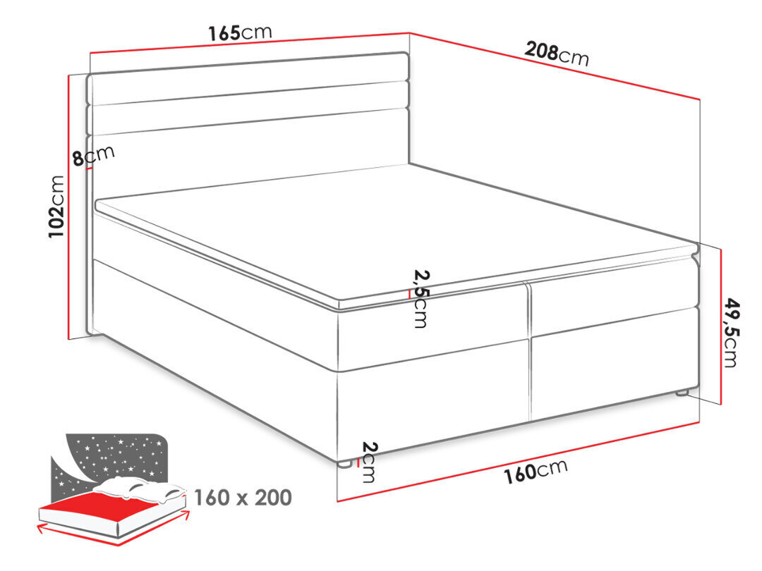 Kontinentaalvoodi Modena 160x200cm hind ja info | Voodid | kaup24.ee