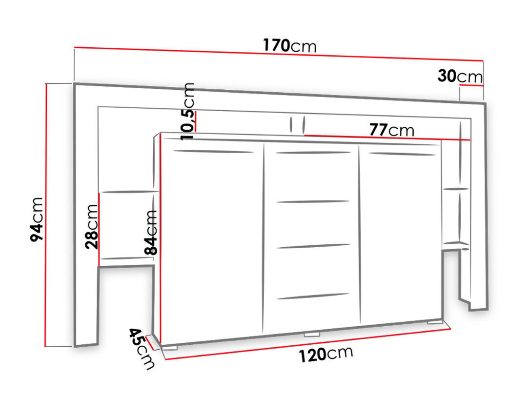 Kummut Riva Plus II, valge/läikiv hall hind ja info | Kummutid | kaup24.ee