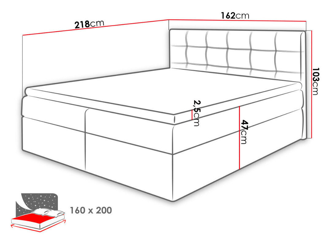 Kontinentaalvoodi Nele 160x200cm hind ja info | Voodid | kaup24.ee