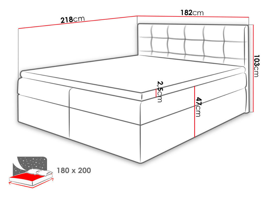 Kontinentaalvoodi Nele 180x200cm hind ja info | Voodid | kaup24.ee