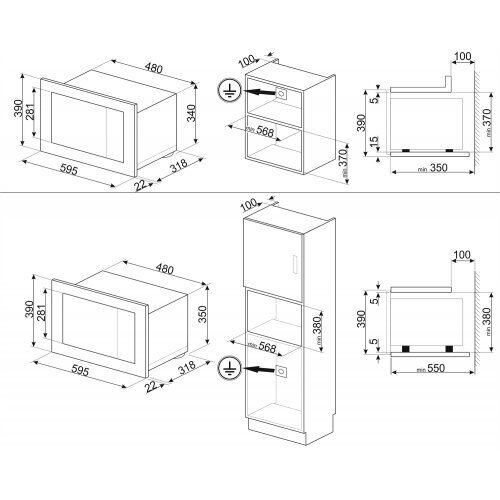 Mikrolaineahi Smeg Linea, FMI120S2, integreeritav, 20 l, 1000/800 W, hõbedane цена и информация | Mikrolaineahjud | kaup24.ee