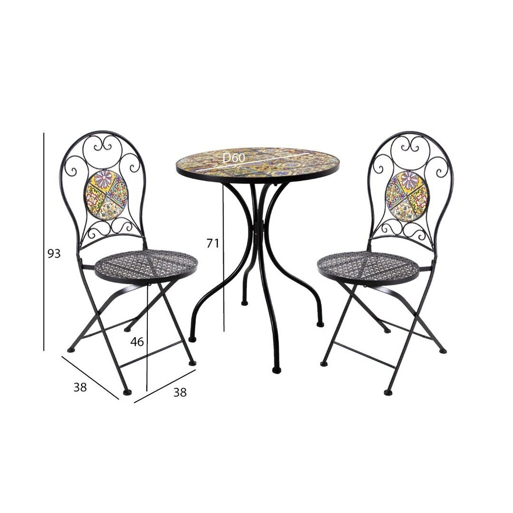 Rõdukomplekt MOROCCO laud ja 2 tooli (890897360), must hind ja info | Aiamööbli komplektid | kaup24.ee