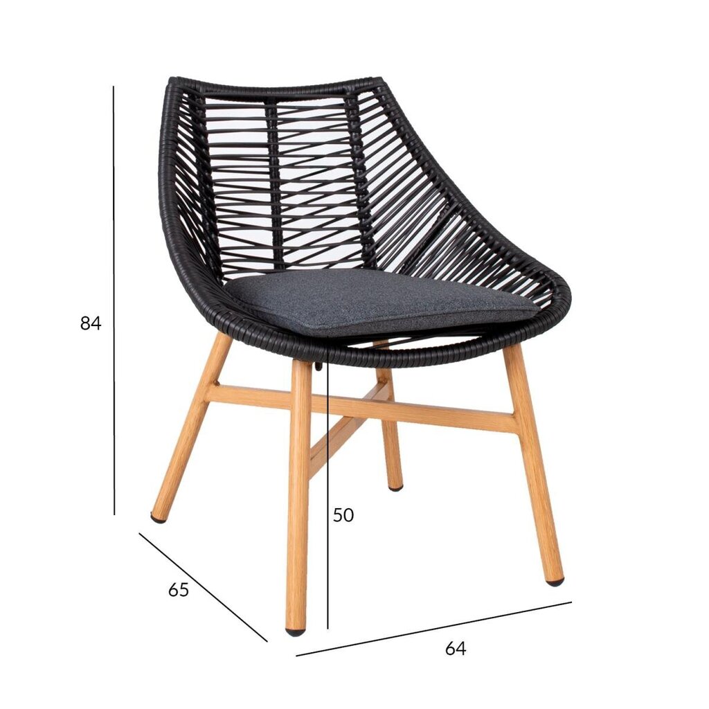 Tool HELSINKI 64x65xH84cm, alumiiniumraam musta nöörpunutisega hind ja info | Aiatoolid | kaup24.ee