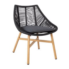 Садовый стул HELSINKI, 64x65xH84 см, рама: алюминий с плетеной черной веревкой цена и информация | Садовые стулья, кресла, пуфы | kaup24.ee