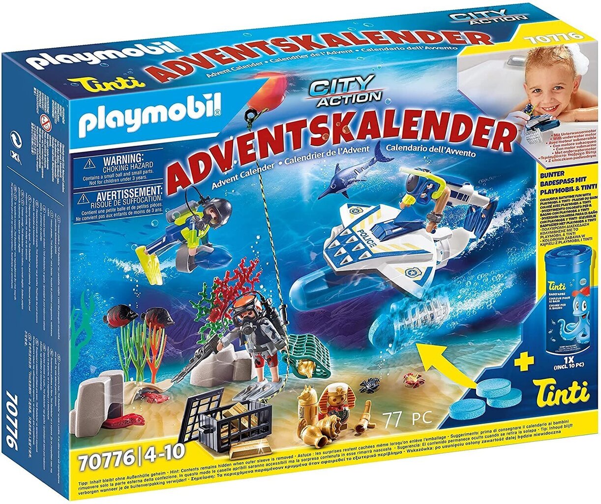 70776 PLAYMOBIL® City Action, Advendikalender Politsei sukeldumismissioon цена и информация | Klotsid ja konstruktorid | kaup24.ee