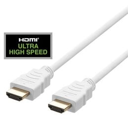 HDMI kaabel DELTACO ULTRA suure kiirusega, 48Gbps, 3m, eARC, QMS, 8K at 60Hz, 4K at 120Hz, valge / HU-30A цена и информация | Кабели и провода | kaup24.ee