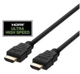 HDMI kaabel DELTACO ULTRA High Speed, 0.5m, eARC, QMS, 8K at 60Hz, 4K at 120Hz, must / HU-05 hind ja info | Kaablid ja juhtmed | kaup24.ee