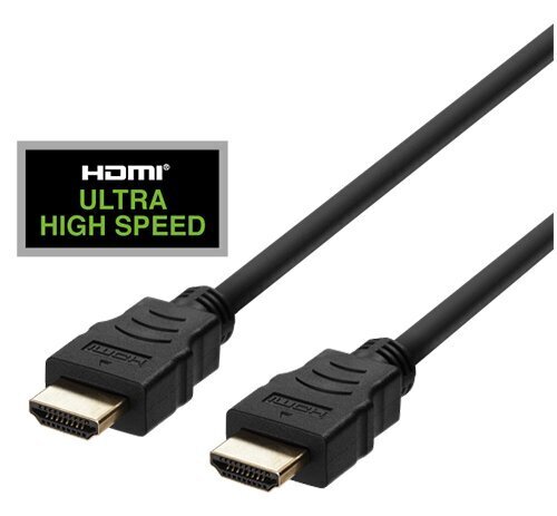 HDMI kaabel DELTACO ULTRA High Speed, 0.5m, eARC, QMS, 8K at 60Hz, 4K at 120Hz, must / HU-05 hind ja info | Kaablid ja juhtmed | kaup24.ee