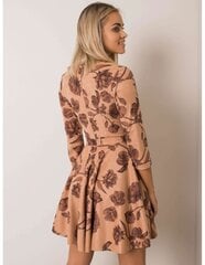 Beež ja pruun lilleline kleit vööga. hind ja info | Kleidid | kaup24.ee