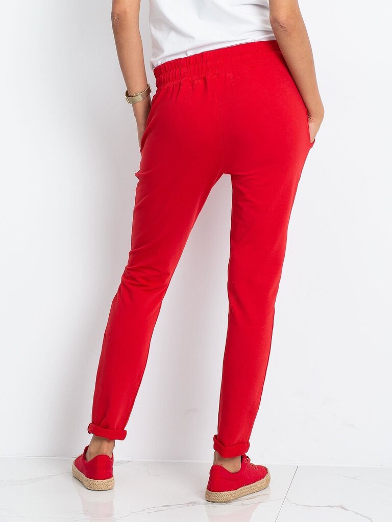 Naiste punased dressipüksid puuvillast. hind ja info | Naiste püksid | kaup24.ee