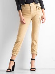 Женские брюки с карманами, бежевые цена и информация | Штаны женские | kaup24.ee