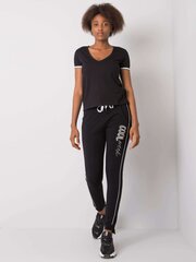 Naiste mustad dressipüksid koos rakendusega. hind ja info | Naiste püksid | kaup24.ee