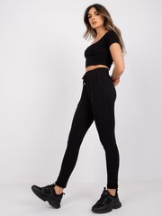 Naiste mustad puuvillased dressipüksid. hind ja info | Naiste püksid | kaup24.ee