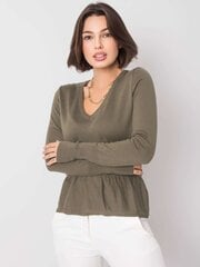 RUE PARIS Khaki V-kaelusega kampsun цена и информация | Женские кофты | kaup24.ee