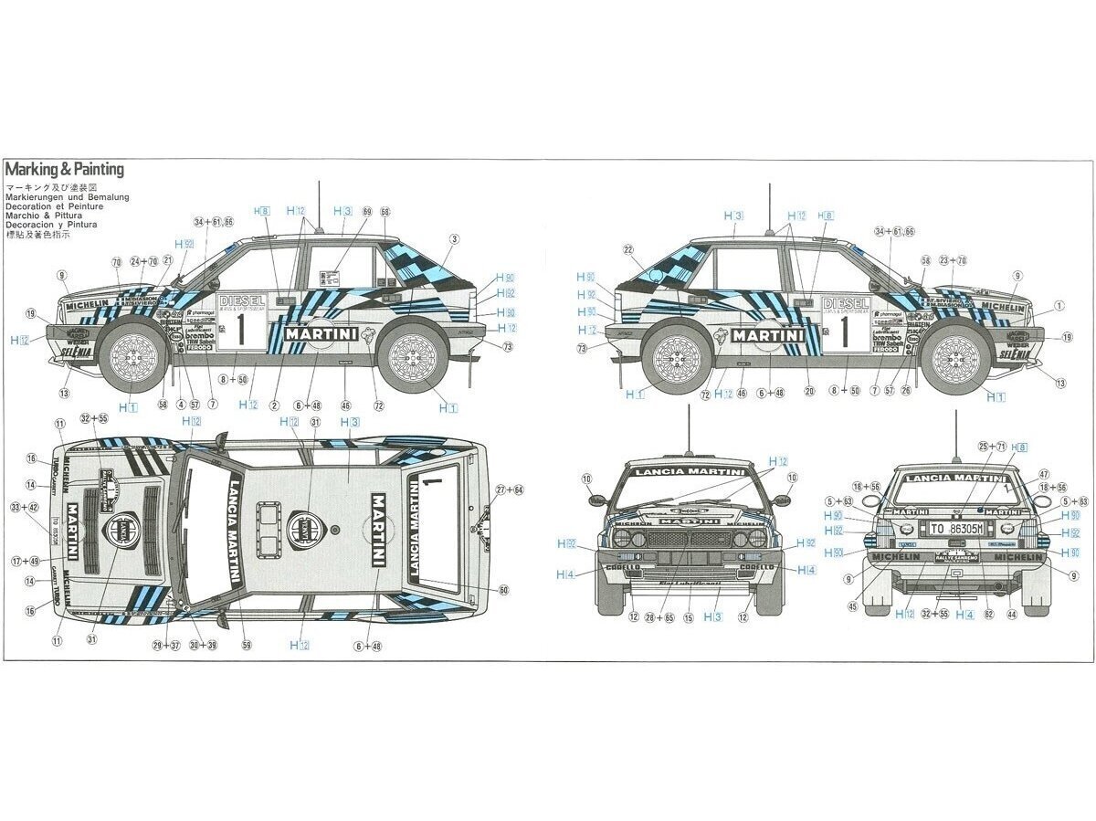 Hasegawa - Lancia Delta HF Integrale 16V 1989 San Remo Rally, 1/24, 25208 цена и информация | Klotsid ja konstruktorid | kaup24.ee