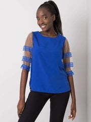 Блуза с прозрачными рукавами, кобальтового цвета цена и информация | Женские блузки, рубашки | kaup24.ee