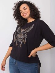 Must puuvillane pluus koos rakendustega. hind ja info | Naiste pluusid, särgid | kaup24.ee