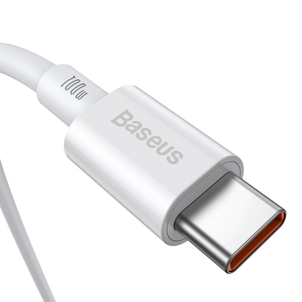 Baseus Superior Series Cable USB-C to USB-C, 100W, 1m (white) hind ja info | Mobiiltelefonide kaablid | kaup24.ee